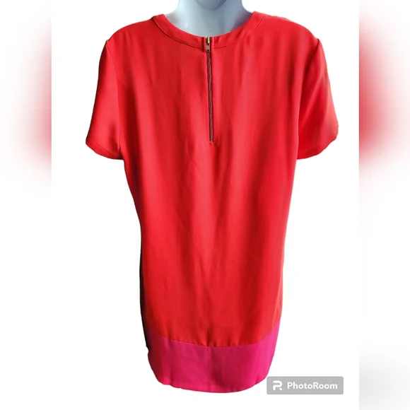 Adrienne Vittadini Red Pink Color Block Sheath Dress Size 8 - Picture 3 of 3